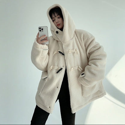 【アウター】春 秋 冬 レトロ ボア素材 厚手 あったか フード付き中綿ジャケット 【FCシリーズ】