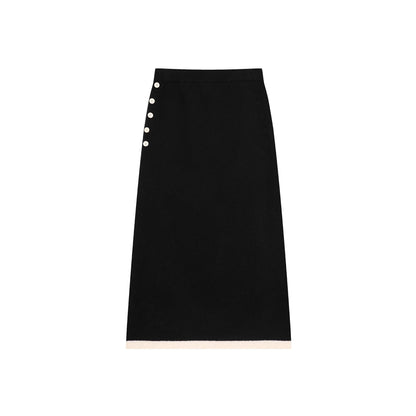 【単品注文】【セットアップ】不規則 配色切替 長袖ニット＋スカート 上下セット レディース 秋冬 韓国風 ゆったり ルーズ カジュアル【JZシリーズ】