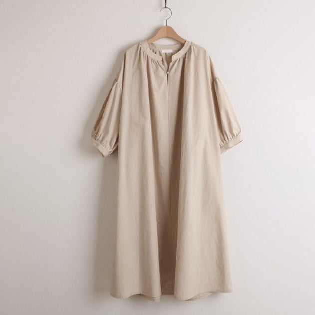 【ワンピース】🌸春夏 新作 韓国風 半袖ワンピース ゆったり ロング丈 バルーンスリーブ カジュアル レディース【JZシリーズ】