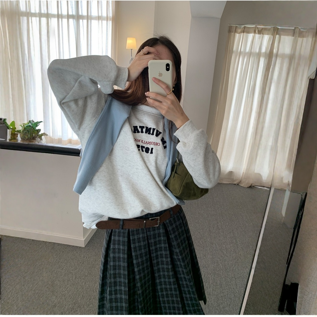 【トップス】レイヤード風 春 秋 冬 タオル刺繍 裏起毛 厚手 若見え パーカー 【JZシリーズ】