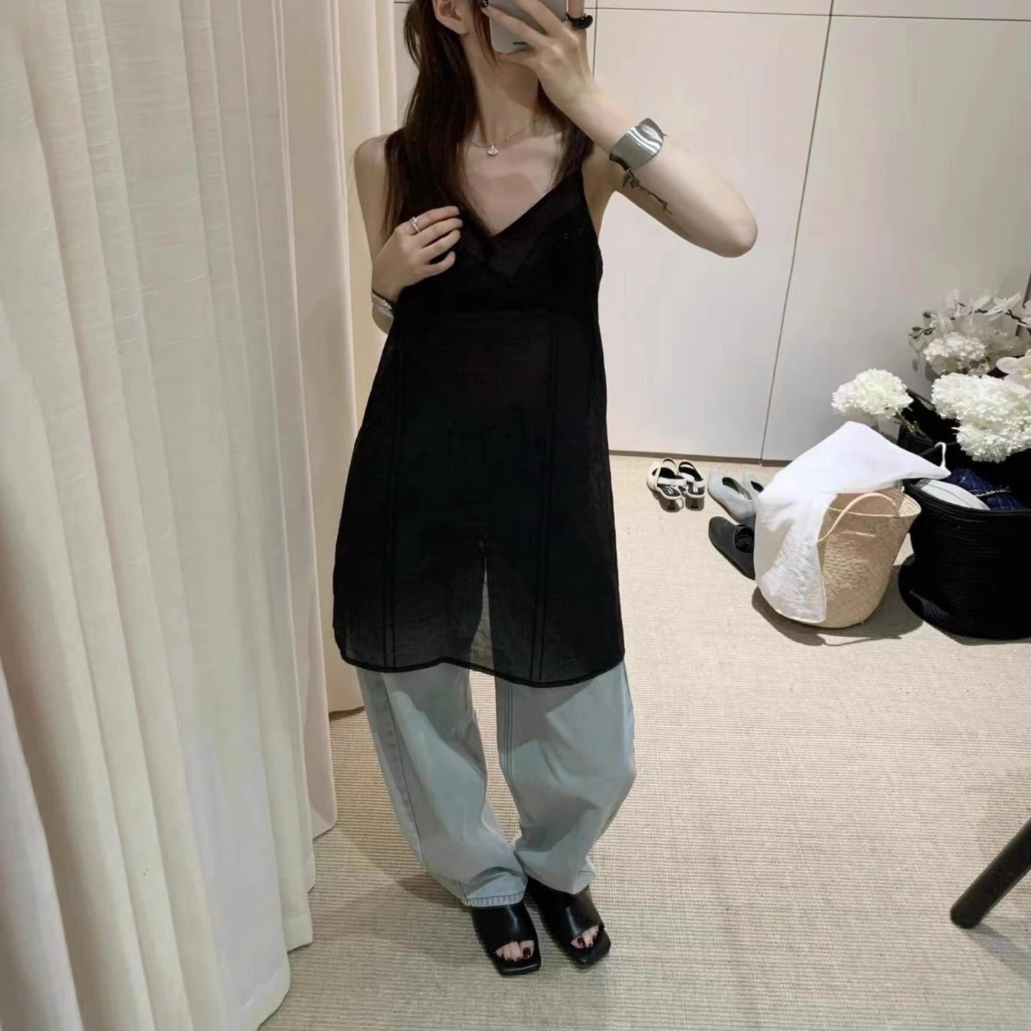 【シューズ】個性デザイン スクエアトゥ フラット バックストラップ サンダル レディース オープントゥ コンフォートスリッパ