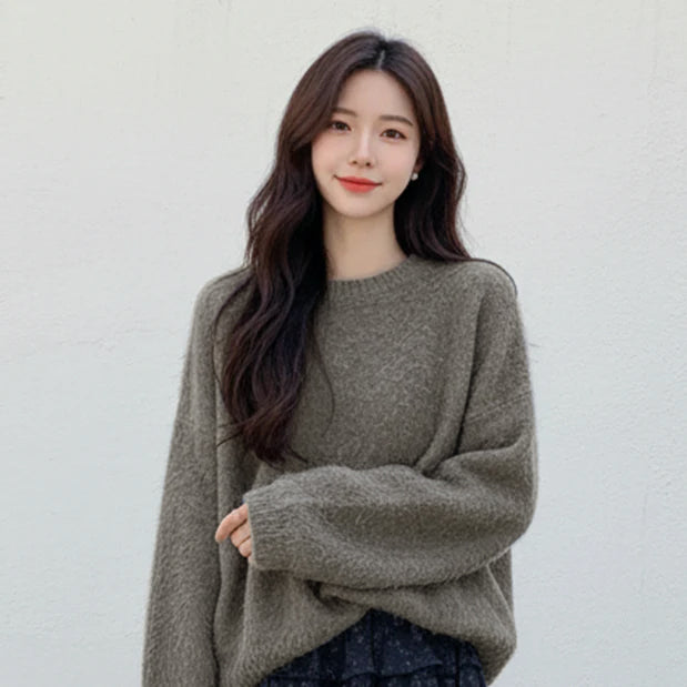 【セットアップ】高級感 ラウンドネック セーター + 花柄 スカート 2点上下セット 【JZシリーズ】