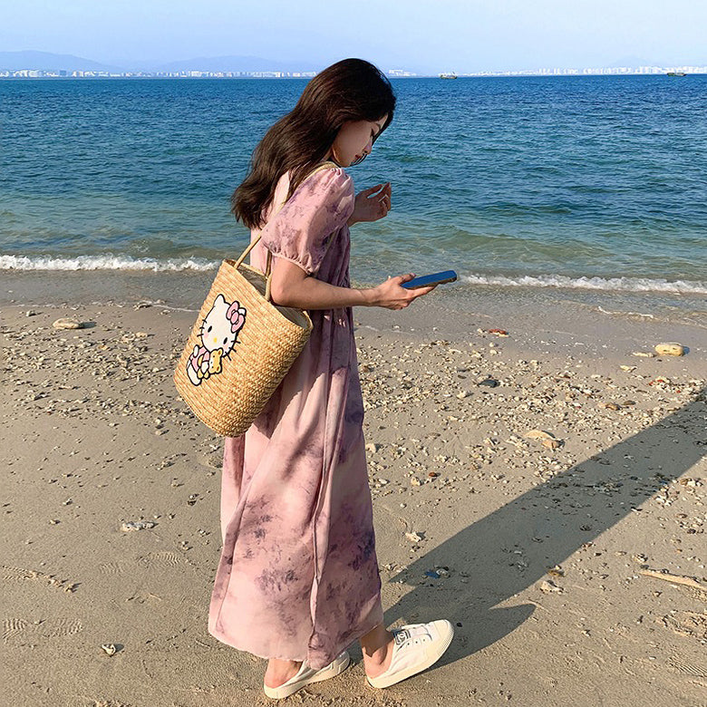 【ワンピース】フレンチ風 夏 優しい ラフなリゾート風 半袖ワンピース【SHシリーズ】