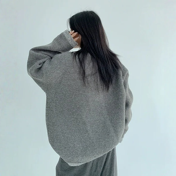 【アウター】春 秋 冬  厚手 フェイクレイヤード ボタン付き ニット ジャケット 【FCシリーズ】