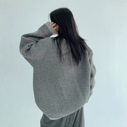 【アウター】春 秋 冬  厚手 フェイクレイヤード ボタン付き ニット ジャケット 【FCシリーズ】