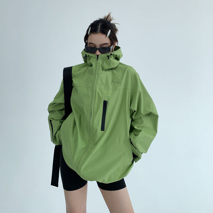 [外套] 美式春秋高級薄款寬鬆刺繡連帽外套【FC系列】