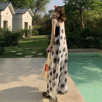 【ボトムス】夏新作 ヴィンテージ風 ローズ柄 ゆったりシルエット カジュアル オールインワン【SHシリーズ】