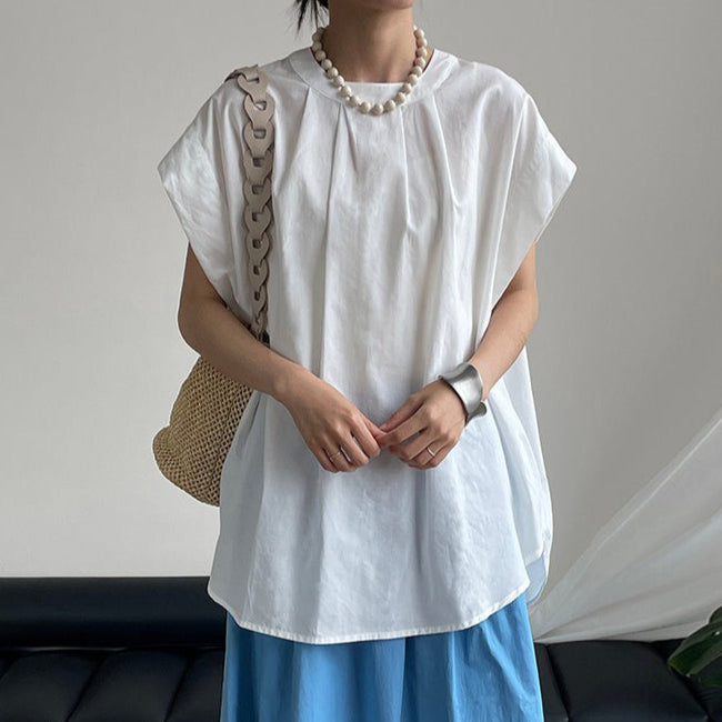 【トップス】韓国風 ラウンドネック プルオーバー 夏新作 ゆったりシルエット 雰囲気たっぷり シャツ【JZシリーズ】