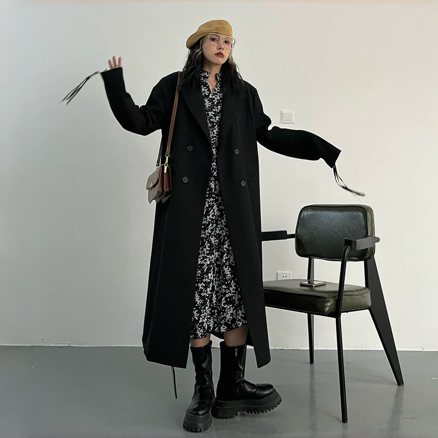 【アウター】韓国系 ルーズスタイル 高級感 フレンチ ロング スーツジャケット コート【FCシリーズ】