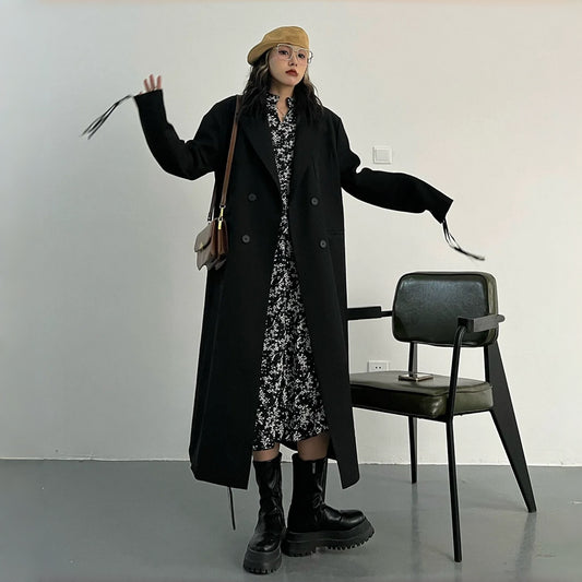 【アウター】韓国系 ルーズスタイル 高級感 フレンチ ロング スーツジャケット コート【FCシリーズ】