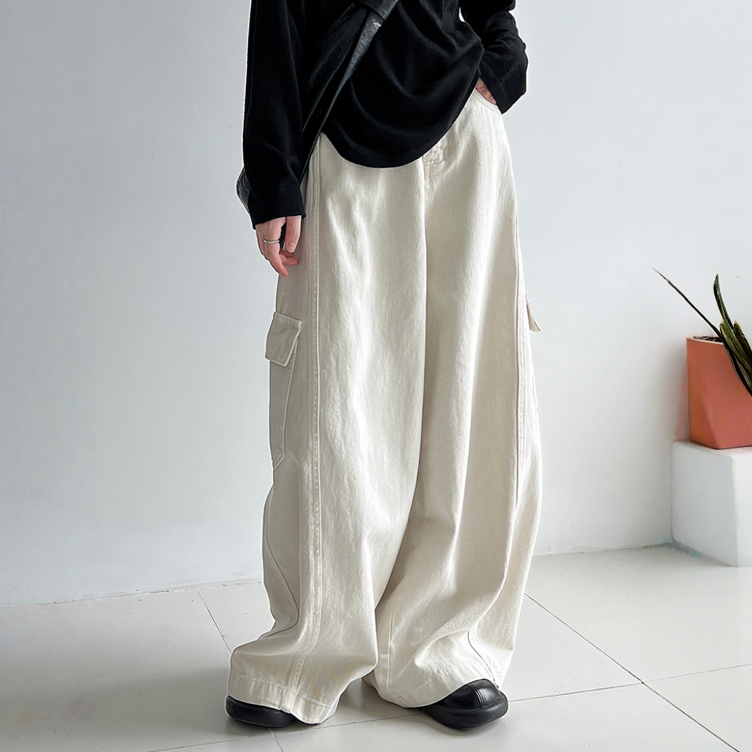 【ボトムス】春 秋 冬 ワーク風 レトロ 大きめポケット ワイドパンツ 【JZシリーズ】
