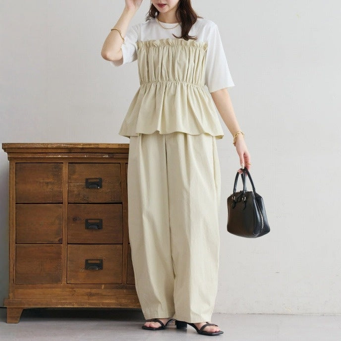 春季拼接上衣＋寬鬆長褲套裝｜休閒顯瘦兩件套【JZ系列】