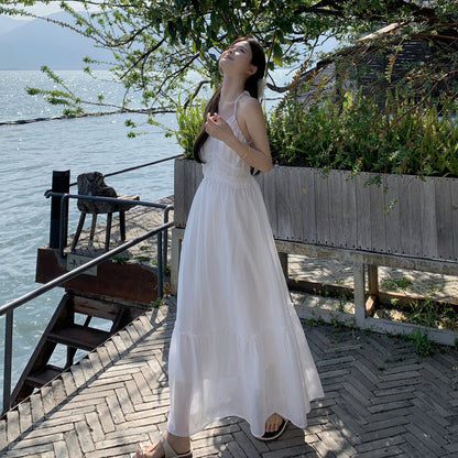 露背無袖長洋裝｜修身美型連身裙｜海邊度假夏日穿搭【SH系列】