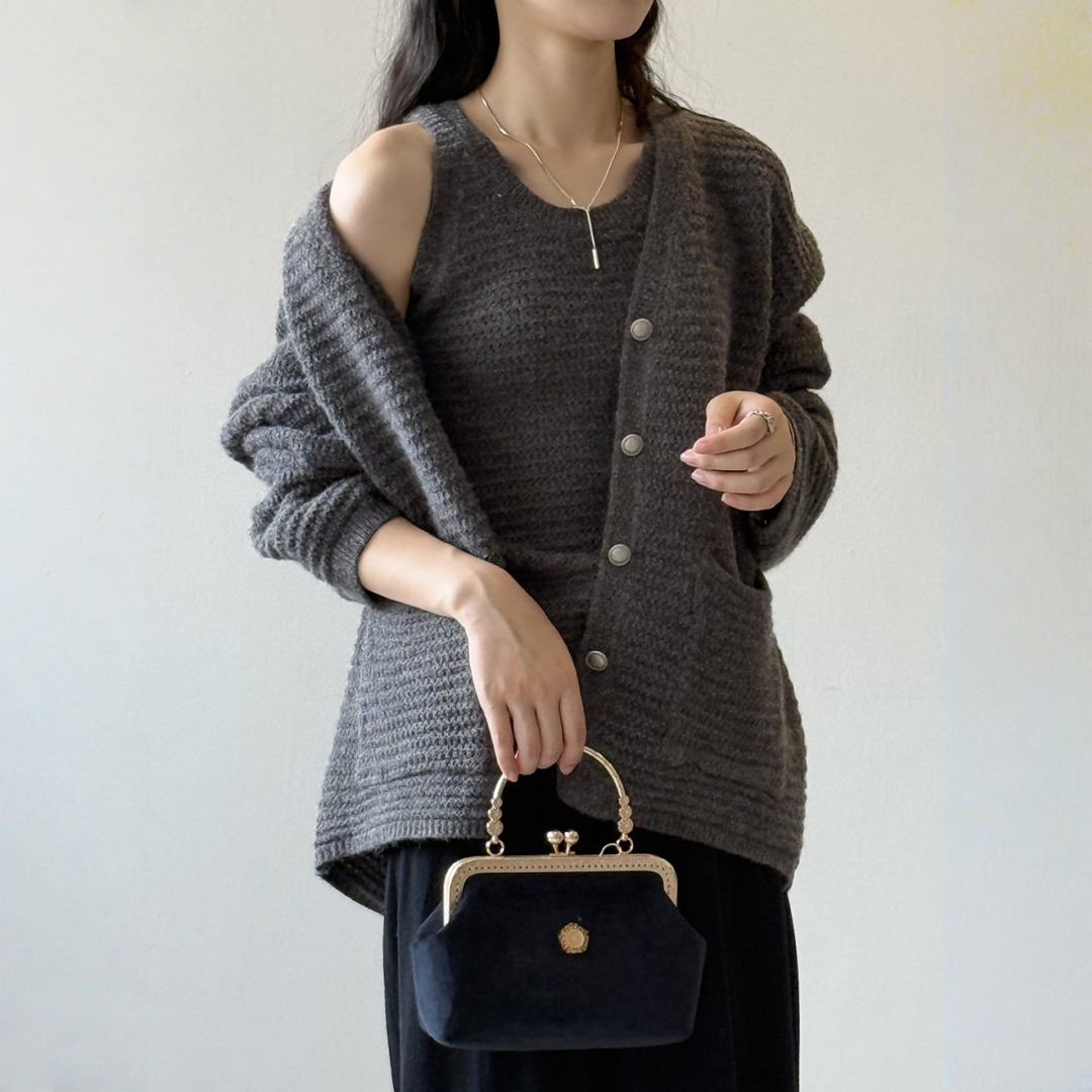 【セットアップ】春 秋 冬 Vネック ニット カーディガン + タンクトップ 2点上下セット 【SNシリーズ】