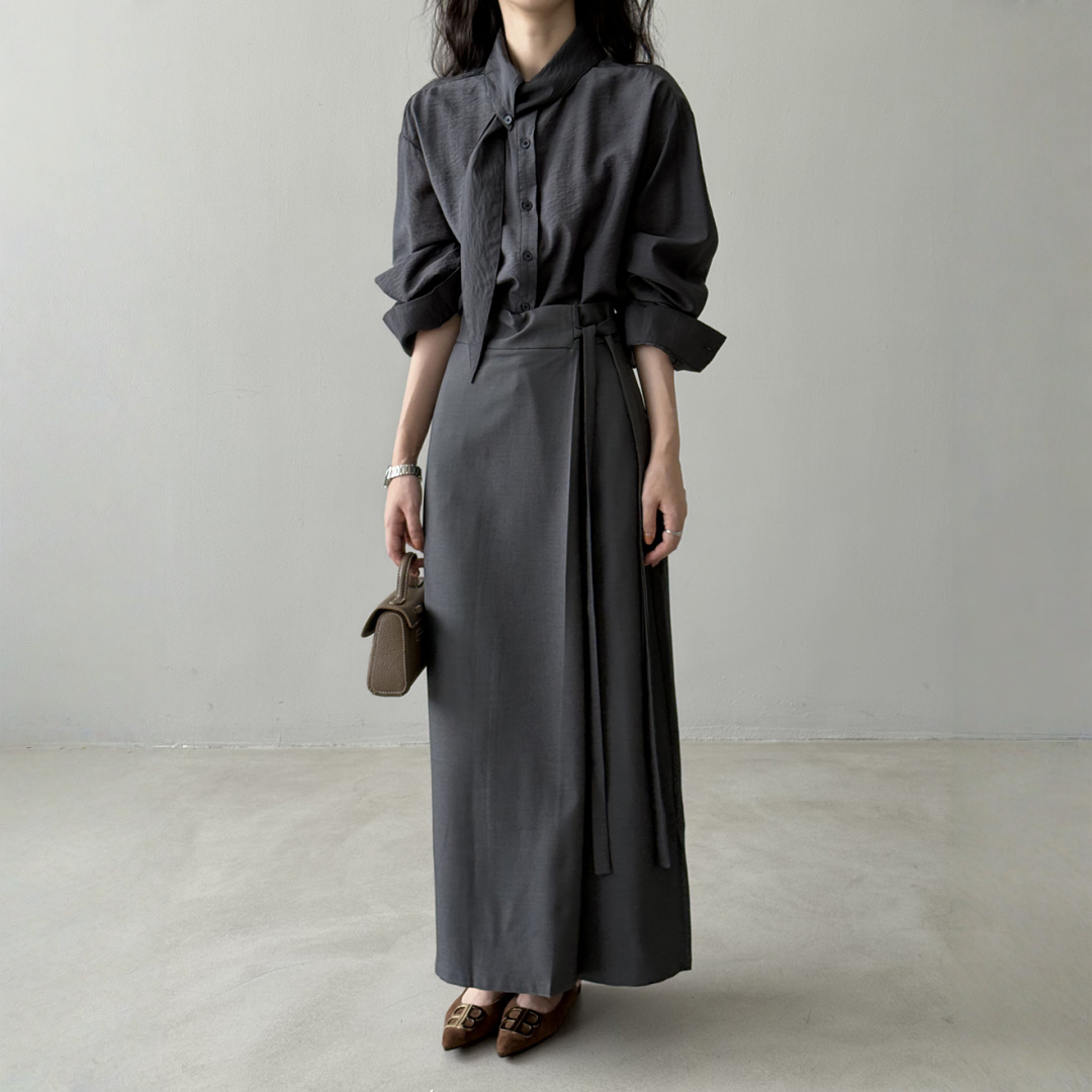 【トップス】春 秋 スカーフカラー 通勤 スリム見え ブラウス 【JZシリーズ】