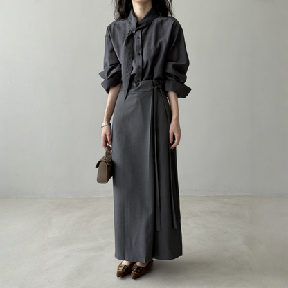 【トップス】春 秋 スカーフカラー 通勤 スリム見え ブラウス 【JZシリーズ】