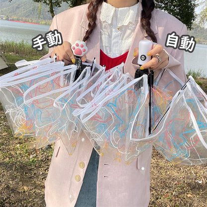 【グッズ】透明猫柄＆肉球プリント 癒し系かわいいキャラクター傘【SHシリーズ】