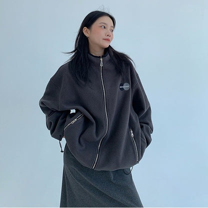 【アウター】春 秋 冬 フリース スタンドカラー オーバーシルエット ジャケット 【FCシリーズ】