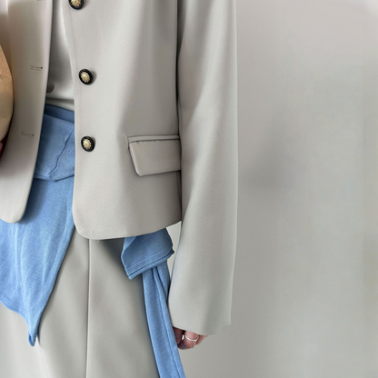 【アウター】韓国風 シャネル風 ジャケット+ プリーツスカート 2点上下セット 【JZシリーズ】