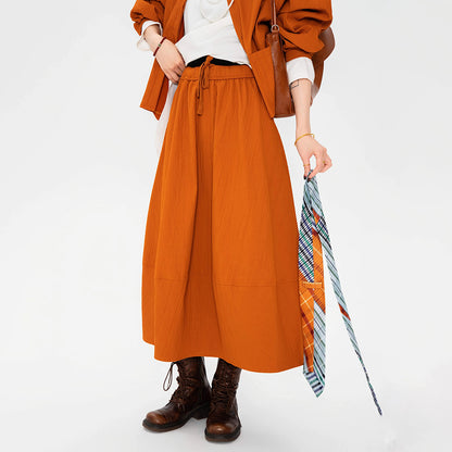 【単品注文】【セットアップ】カジュアル ルーズ レトロ シャツ＋ハイウエスト スカート 上下セット ゆったり【SHシリーズ】