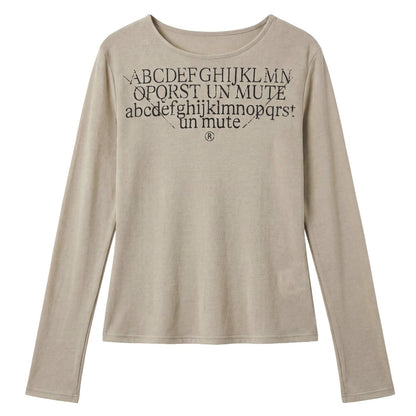 【トップス】アルファベット クルーネック 長袖Tシャツ 【JZシリーズ】