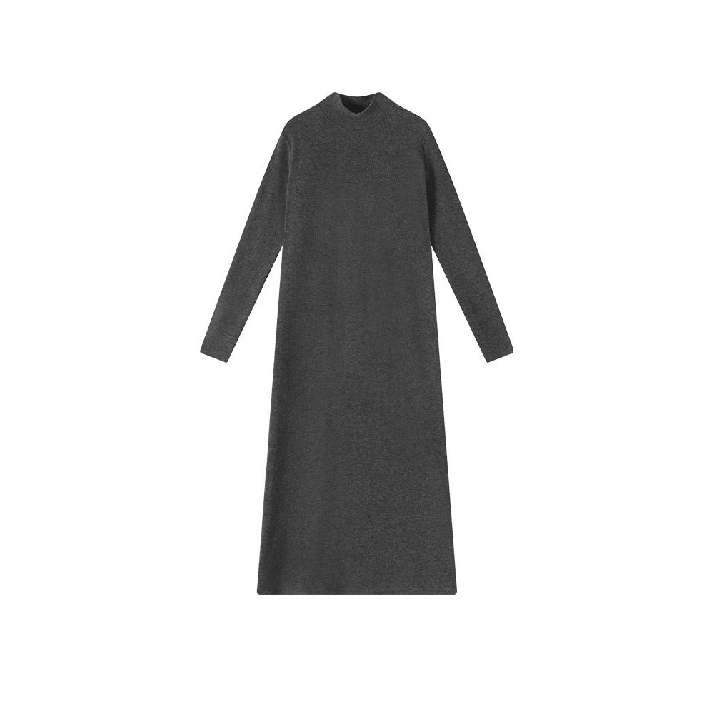 【ワンピース】無地 ハイネック ニット長袖ワンピース レディース 秋冬 韓国風 ゆったり ルーズ ロング丈 Aライン【JZシリーズ】