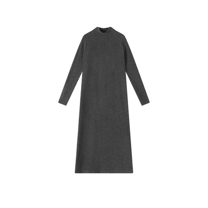 【ワンピース】無地 ハイネック ニット長袖ワンピース レディース 秋冬 韓国風 ゆったり ルーズ ロング丈 Aライン【JZシリーズ】