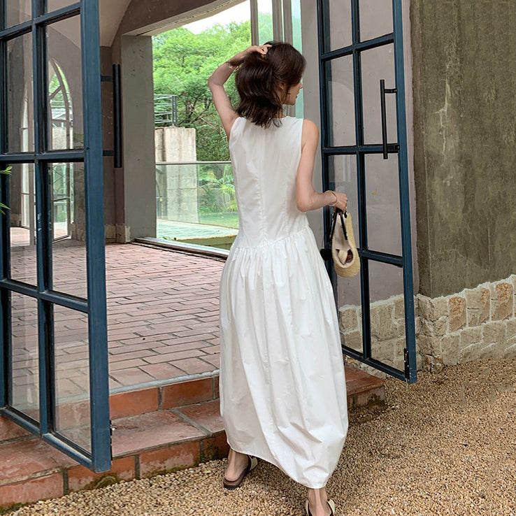 【ワンピース】夏 フレンチ風エレガント 通勤＆デイリー兼用 ノースリーブバルーンワンピース【JZシリーズ】【SNシリーズ】