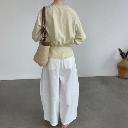 【トップス】ウエストシェイプ Vネック 通勤スタイル リボン付き シャツ 【JZシリーズ】