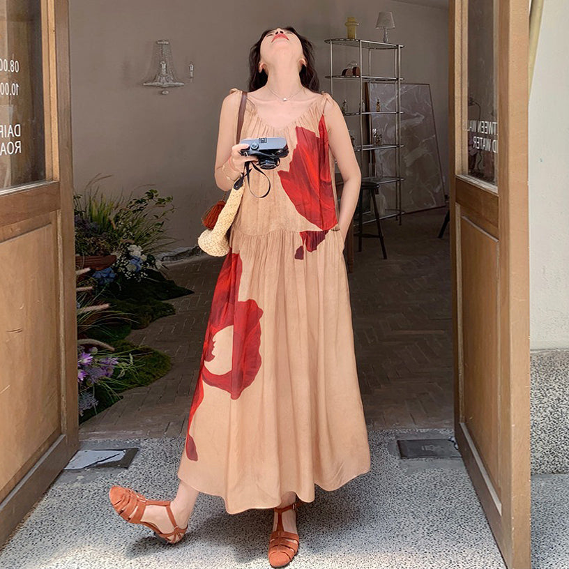 🔥爆売れ中【ワンピース】夏 リゾート風 ゆったりシルエット ノースリーブワンピース【SHシリーズ】