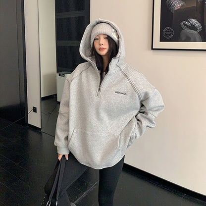 【トップス】ジップデザイン 春 秋 冬 フード付き パーカー 【FCシリーズ】