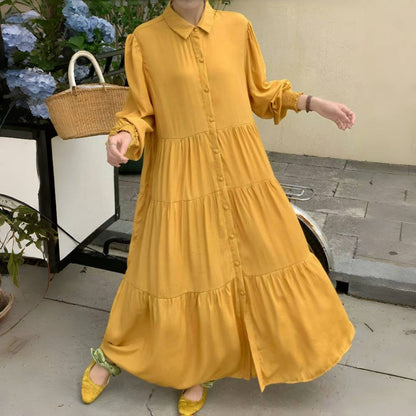 【ワンピース】10色展開 オーバーサイズ 長袖 大きいサイズ対応 無地 シャツワンピース