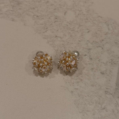 【グッズ】前後2WAY着用  下田公園あじさい   ホワイトミストパール ピアス