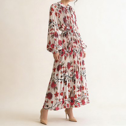 【ワンピース】【1枚で主役級】フレンチ・レトロ・マキシ長袖ワンピース ✨ 着痩せ叶う、大人の花柄【SHシリーズ】