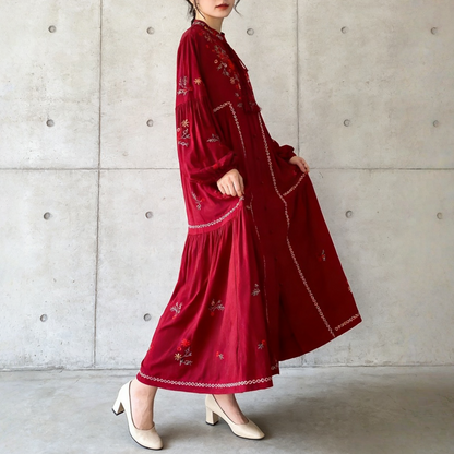 【60%OFF⭐️早い者勝ち】【ワンピース】刺繍 バルーンスリーブ エレガント 長袖 ワンピース 【SHシリーズ】