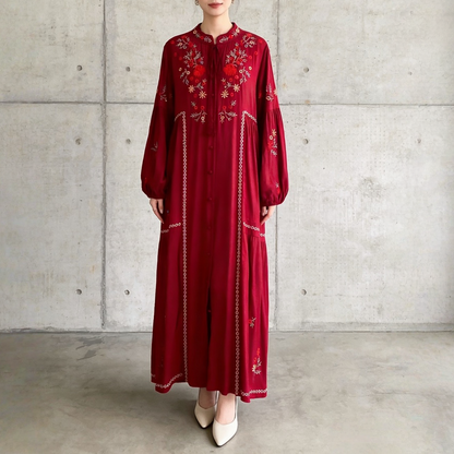 【60%OFF⭐️早い者勝ち】【ワンピース】刺繍 バルーンスリーブ エレガント 長袖 ワンピース 【SHシリーズ】