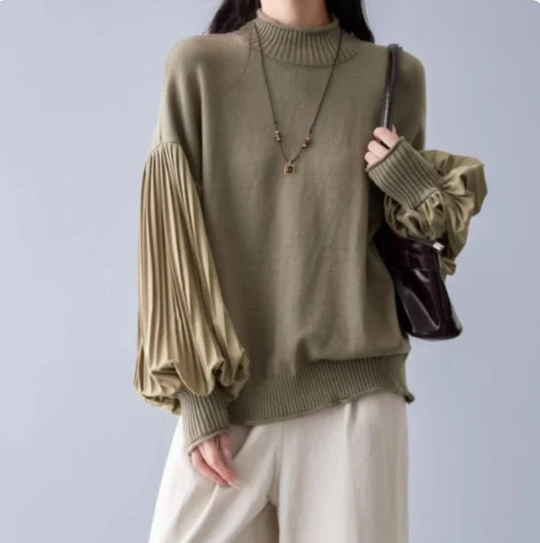 【トップス】春 秋 冬 プリーツスリーブ 切り替え 切り替え セーター 【JZシリーズ】