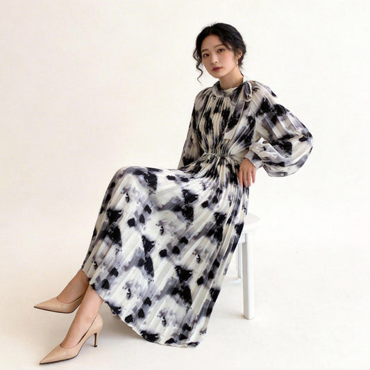 【ワンピース】【1枚で主役級】フレンチ・レトロ・マキシ長袖ワンピース ✨ 着痩せ叶う、大人の花柄【SHシリーズ】