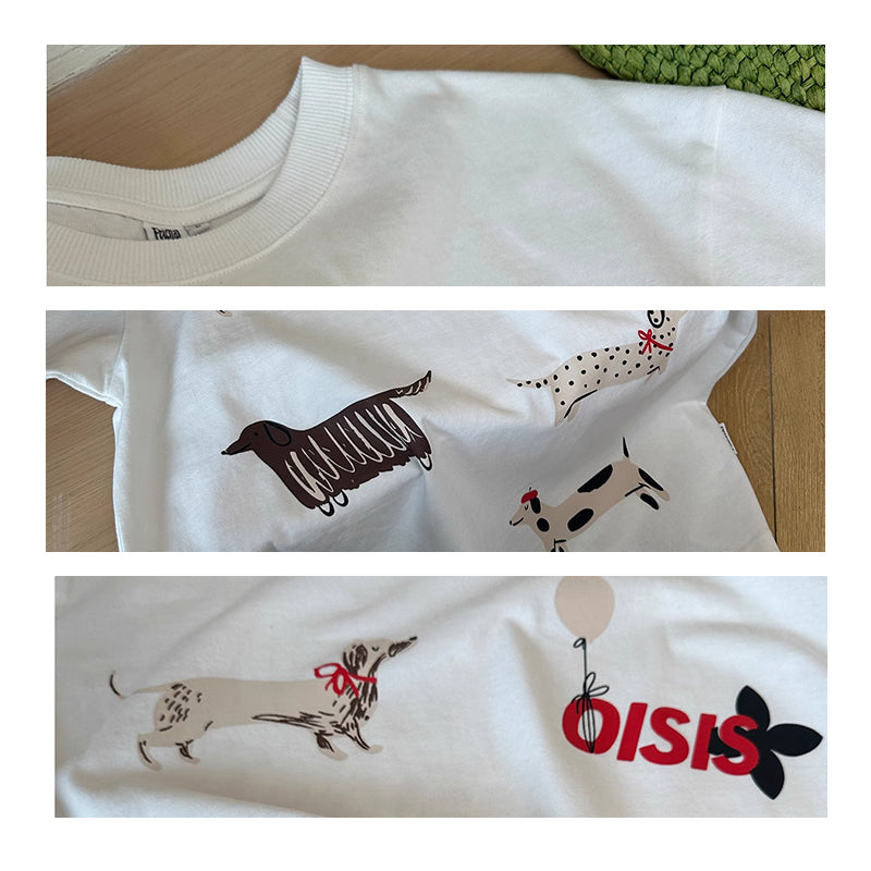 【トップス】【10～15日内発送】夏新作 個性派デザイン 綿100％ おしゃれ犬プリント 半袖Tシャツ【FCシリーズ】