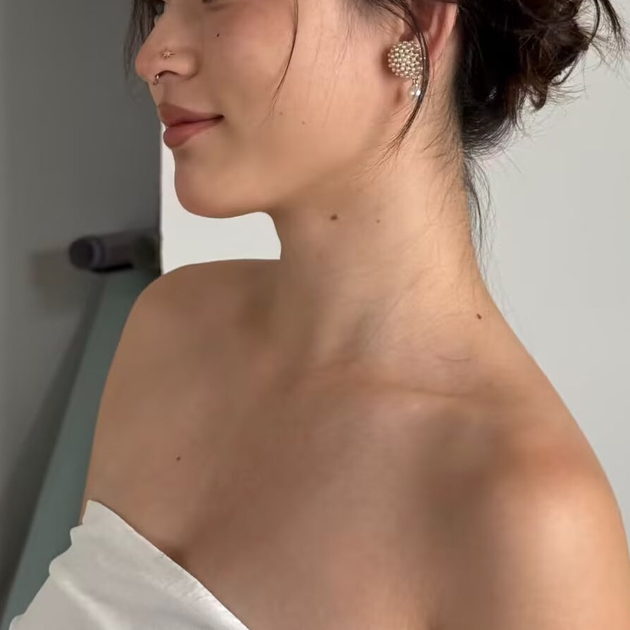 【グッズ】星屑デザイン 前後2WAY  紫陽花 パール ピアス/イヤリング 【JZシリーズ】