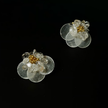 【グッズ】ベルリンの霧 ハンドメイド クリスタル 天然シェル ピアス / イヤリング