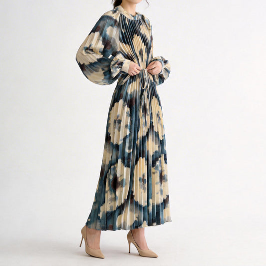 【ワンピース】【1枚で主役級】フレンチ・レトロ・マキシ長袖ワンピース ✨ 着痩せ叶う、大人の花柄【SHシリーズ】