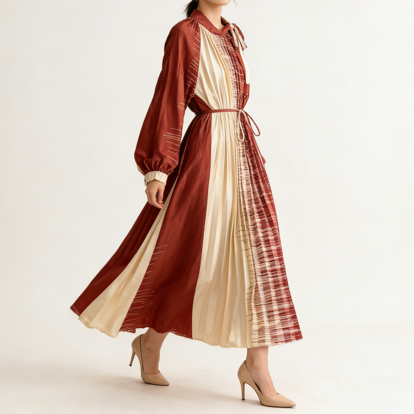 【ワンピース】【1枚で主役級】フレンチ・レトロ・マキシ長袖ワンピース ✨ 着痩せ叶う、大人の花柄【SHシリーズ】