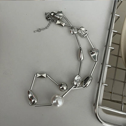 【🎁 B2G1｜先行スタート！】【グッズ】メタル×パール ネックレス レディース 高級感 個性派 チョーカー チョーカーネックレス