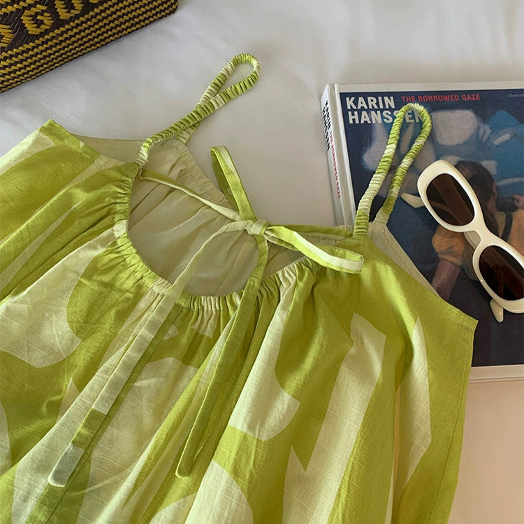 【ワンピース】夏 コットン100％ ゆったりシルエット 花柄 ノースリーブキャミワンピース【SHシリーズ】