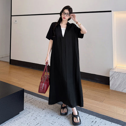 【ワンピース】☀️夏 新作 大きいサイズ レディース 綿麻ロングワンピース 半袖 ゆったり コットンリネン 体型カバー【JZシリーズ】