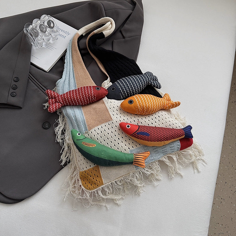 【バッグ】レディース トートバッグ ニット素材 大容量 通勤 肩掛け おしゃれ カジュアル【SHシリーズ】