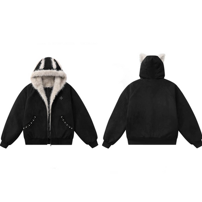 【アウター】デビルモチーフ アメリカンスタイル 裏起毛 綿入れコート ユニセックス 秋冬【FCシリーズ】【15～20日内発送】