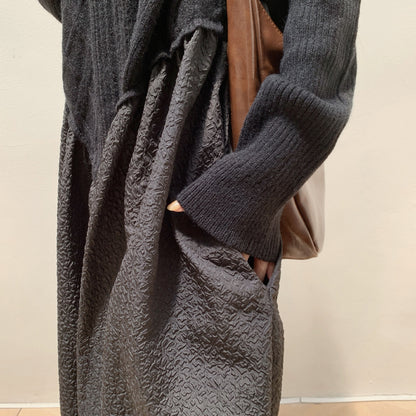 【24AW】【ワンピース】ニット 切り替え ロング 長袖 ワンピース