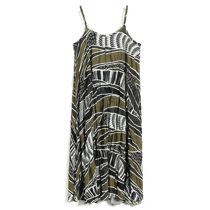 【ワンピース】トロピカルリゾート風 ゆったり花柄 ノースリーブロングワンピース【SHシリーズ】